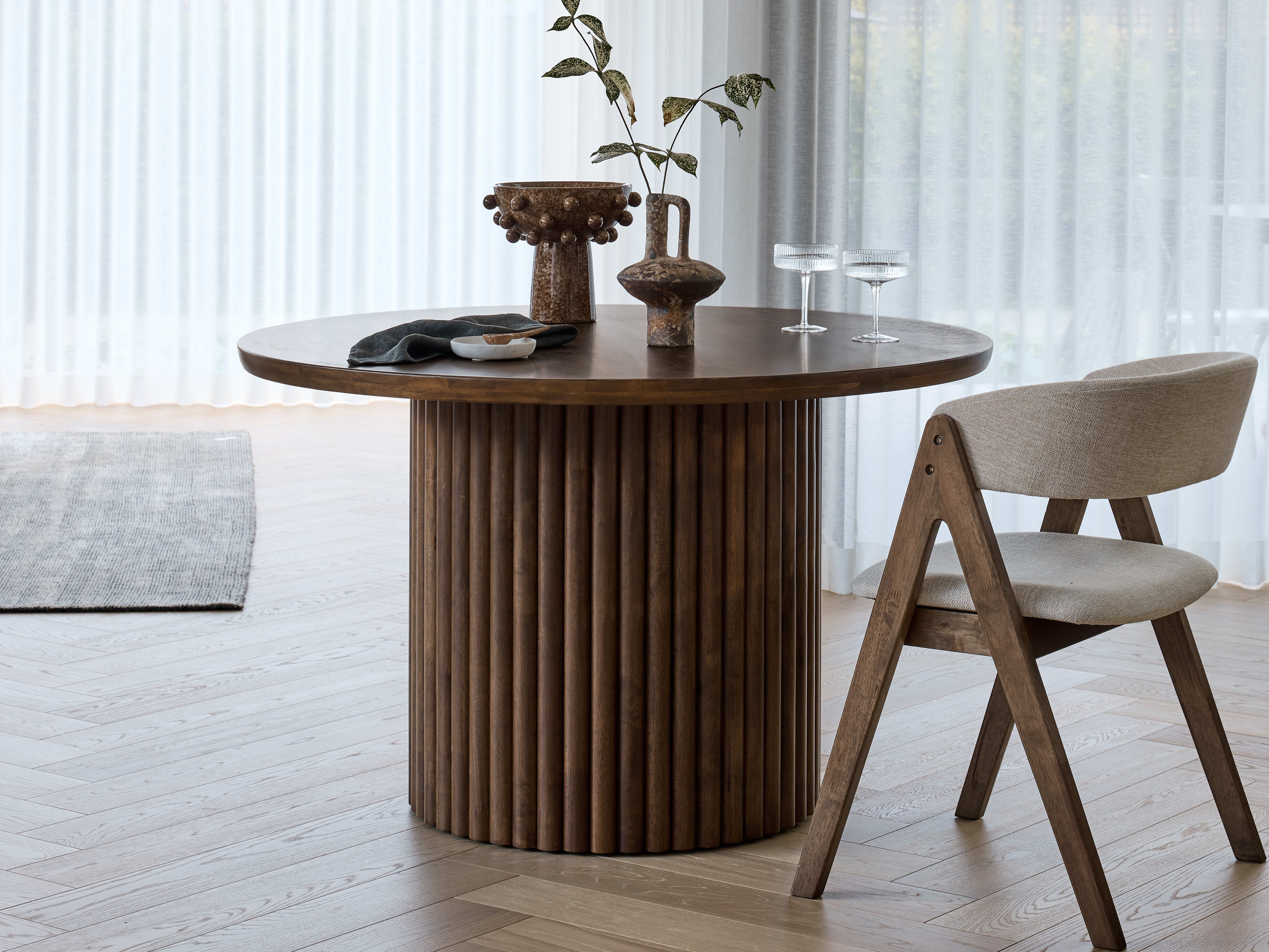 Jasper Round Dining Table | 4 Seater | Rustic Walnut Hardwood