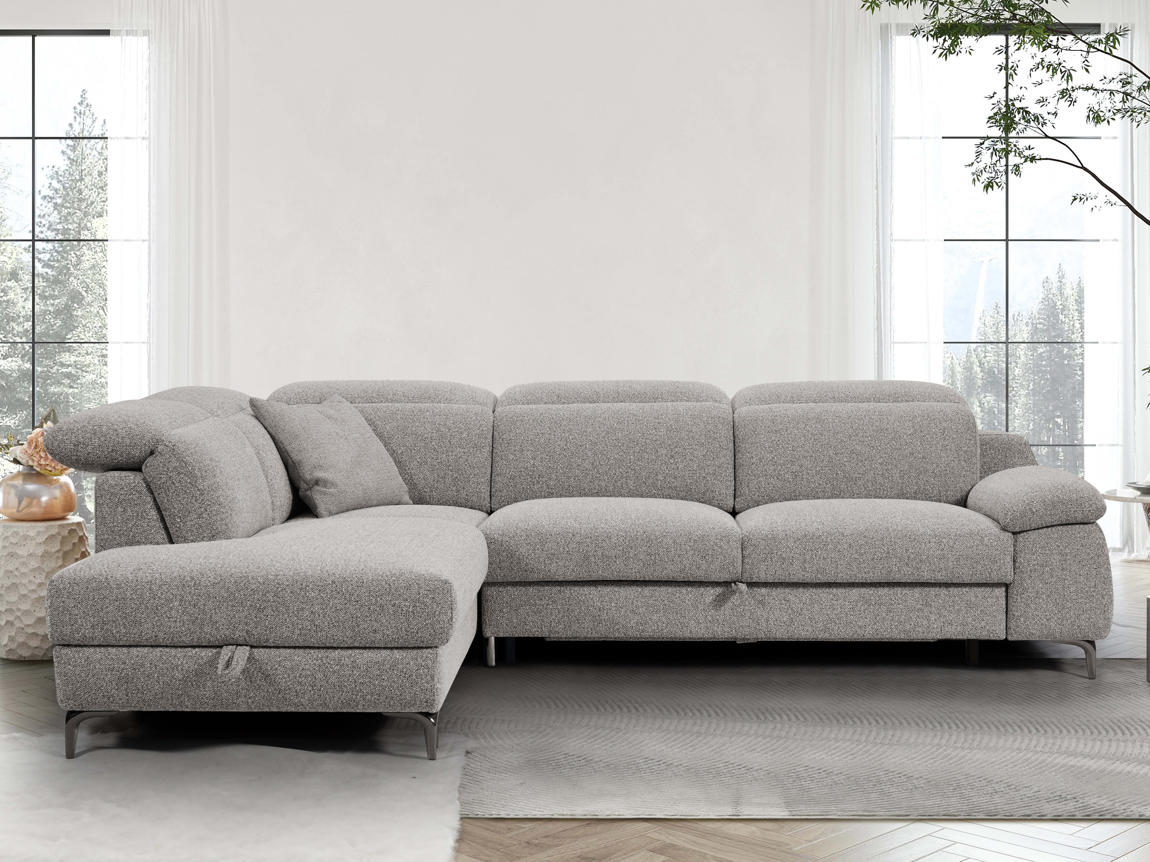 Sydney Boucle Beige Sofa Bed with Storage | Left Chaise