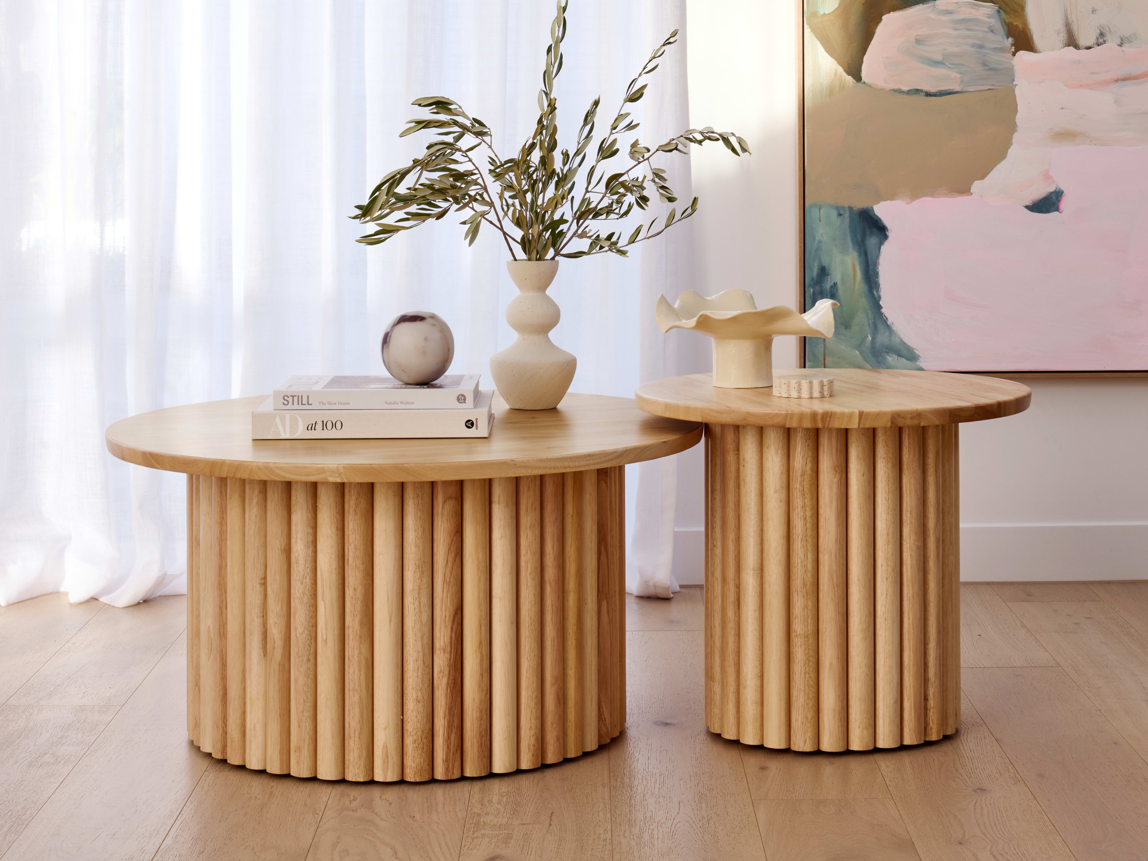 Jasper 2PCE Hardwood Coffee & Side Table Set | Natural