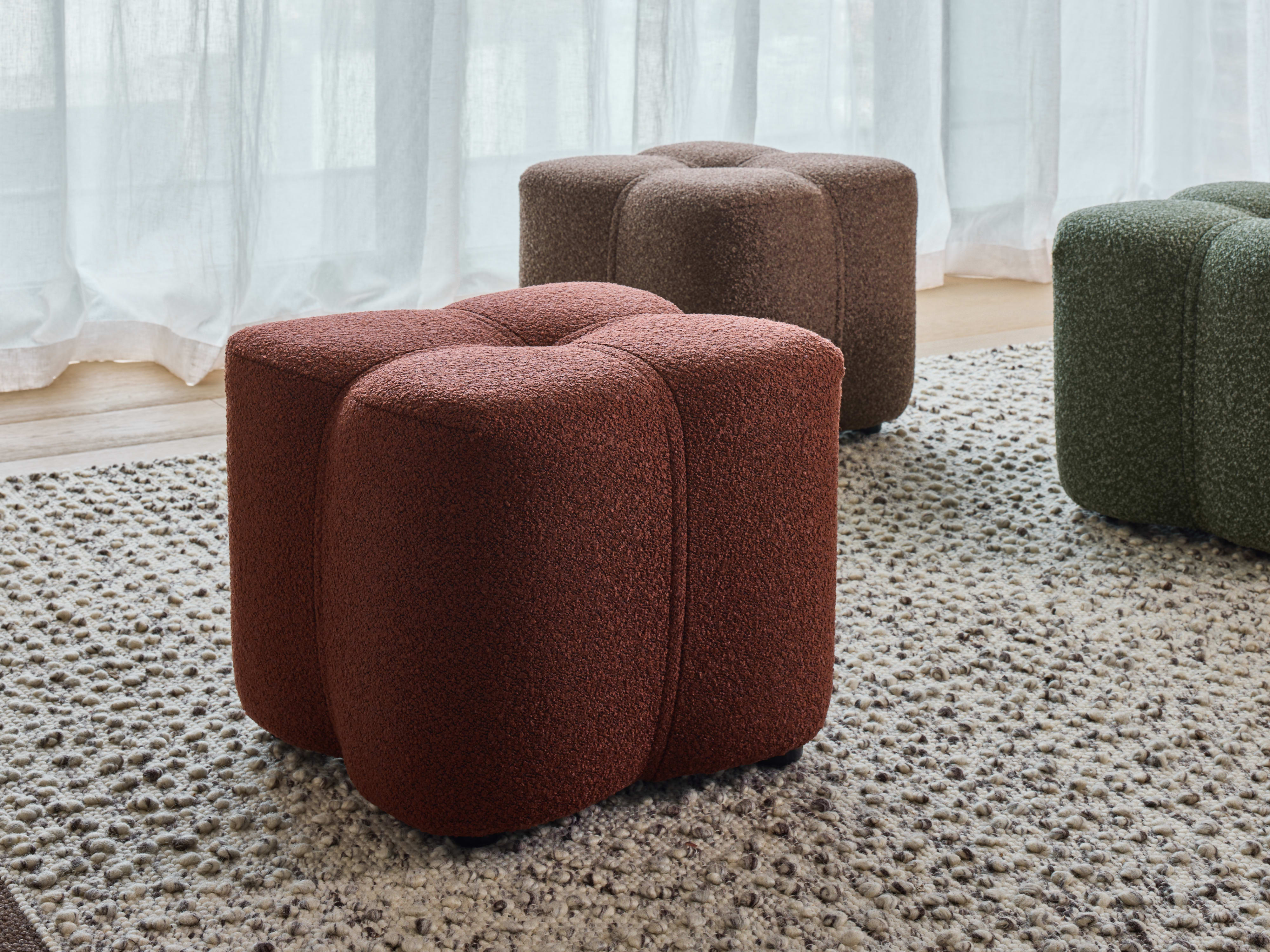 Tulip Rust Orange Fabric Ottoman