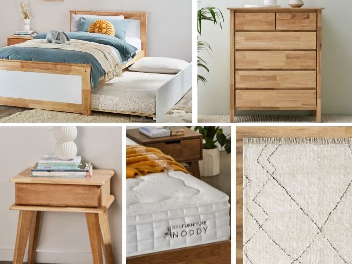 Coco 7PCE Kids Single Bedroom Suite | White & Natural