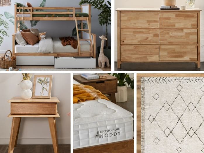 Myer 8PCE Kids Bunk Bed Bedroom Suite | Natural Hardwood