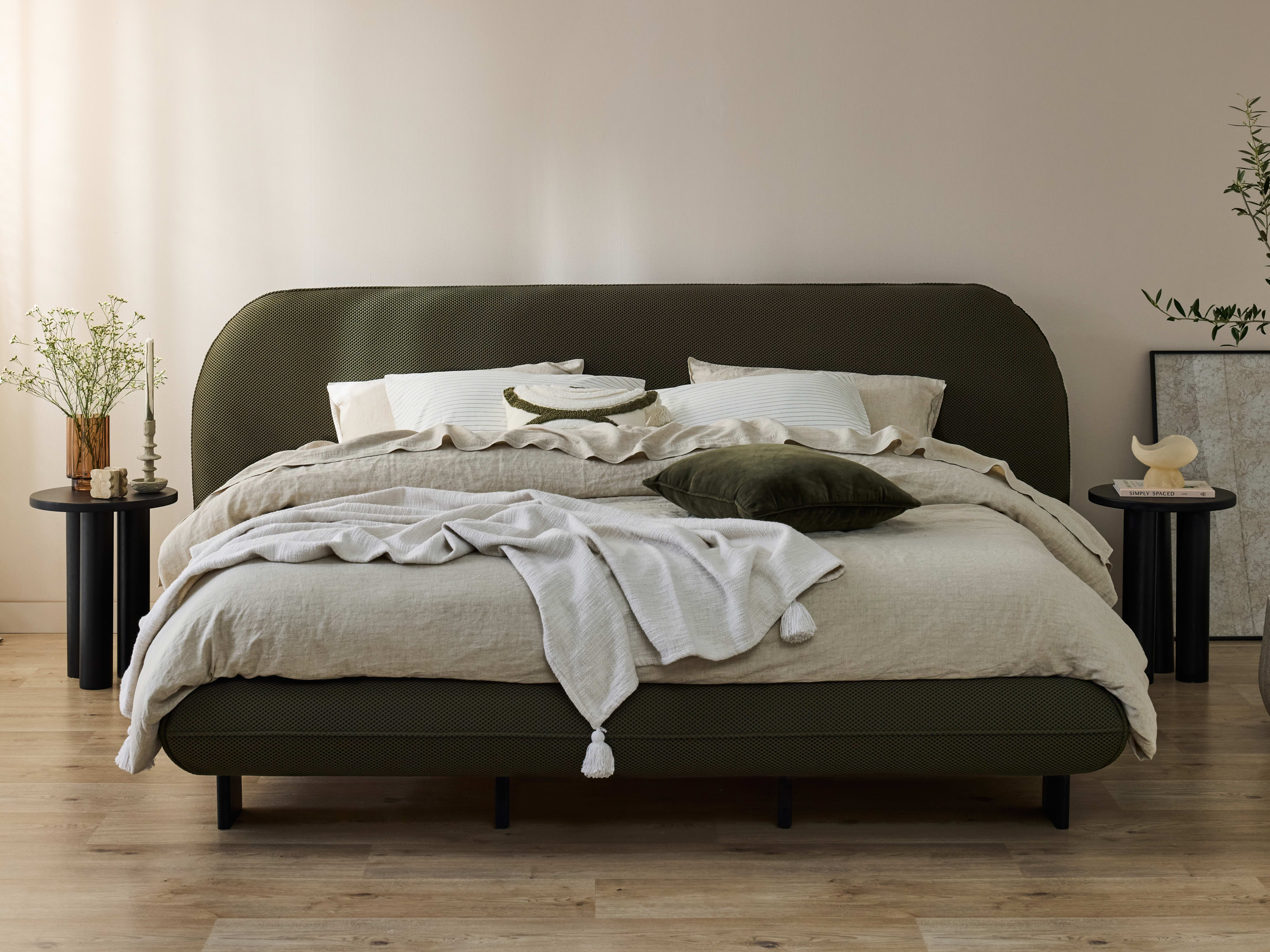 Berlyn 3PCE Queen Bedroom Suite | Olive Green Waffle Fabric