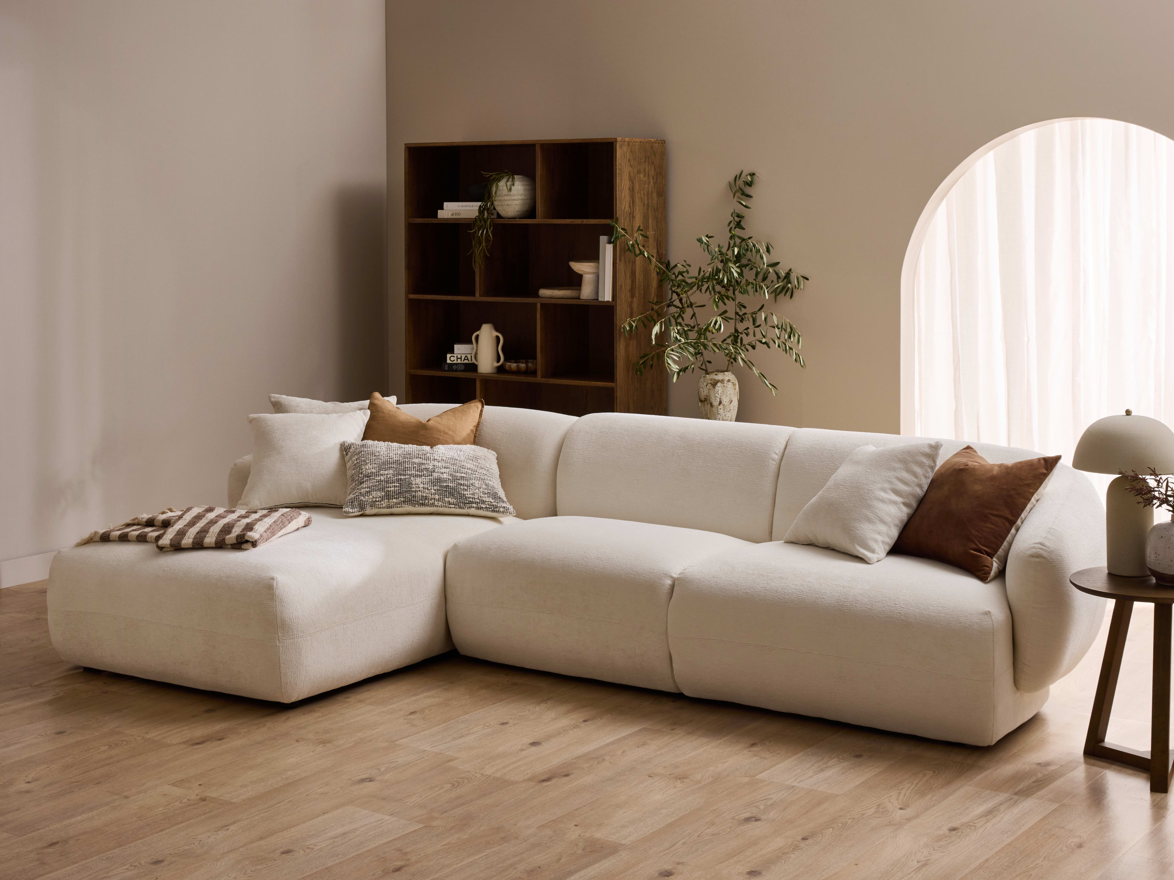 Courbe White Curved Chaise Sofa | Left Chaise | Sectional Sofa 