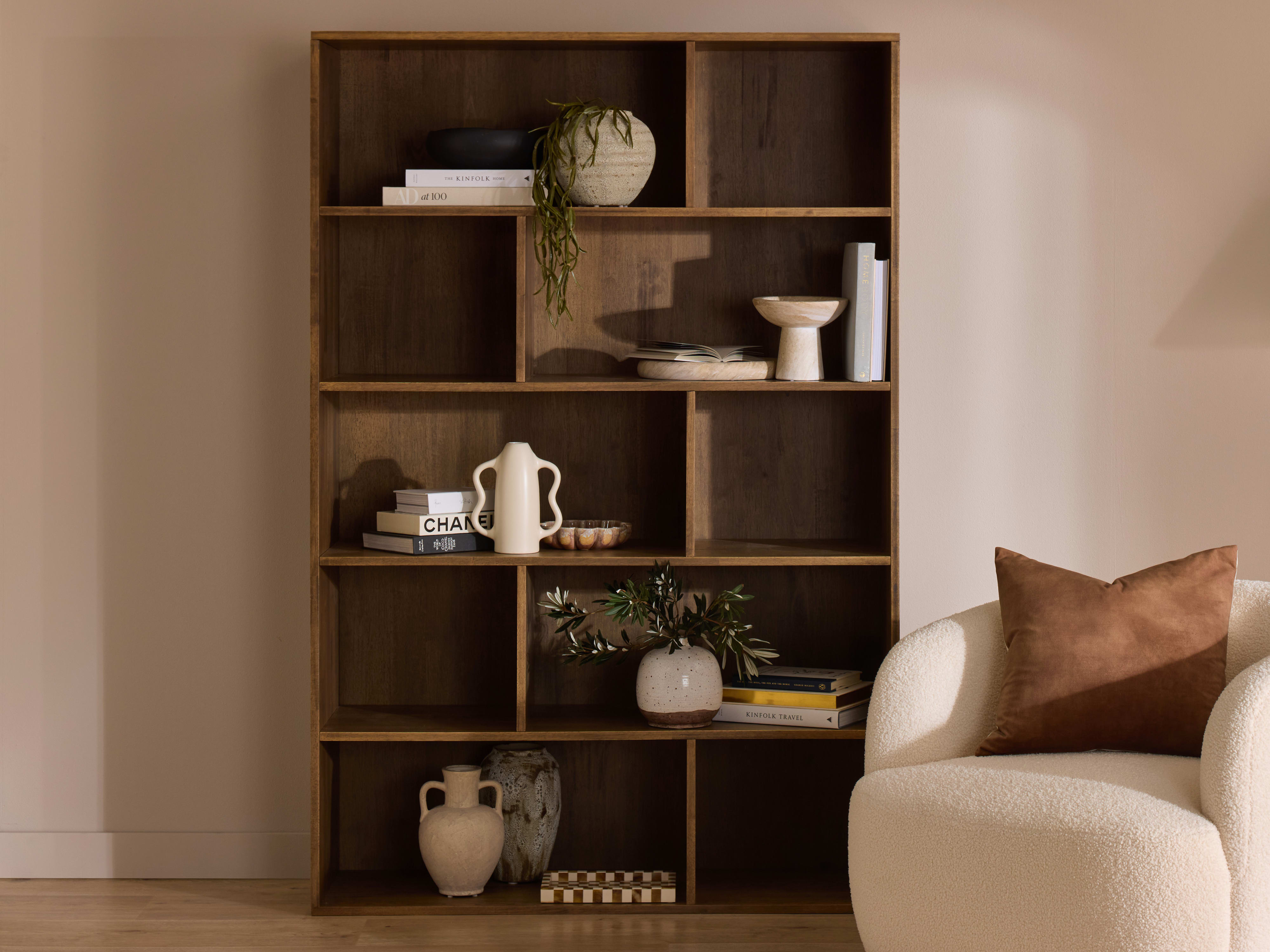Stax Hardwood Staggered Bookcase | Rustic Walnut | Wide (1200mm)
