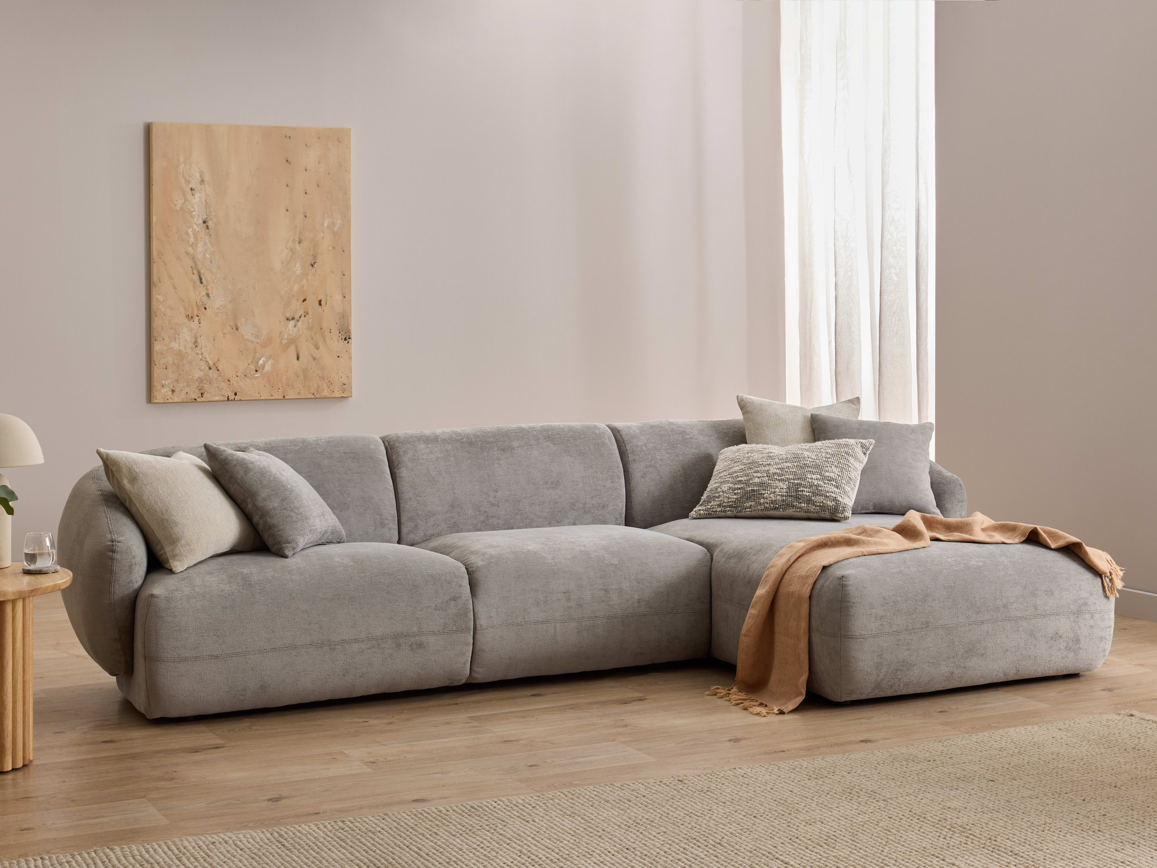 Courbe Light Grey Curved Chaise Sofa | Right Chaise | Sectional Sofa 