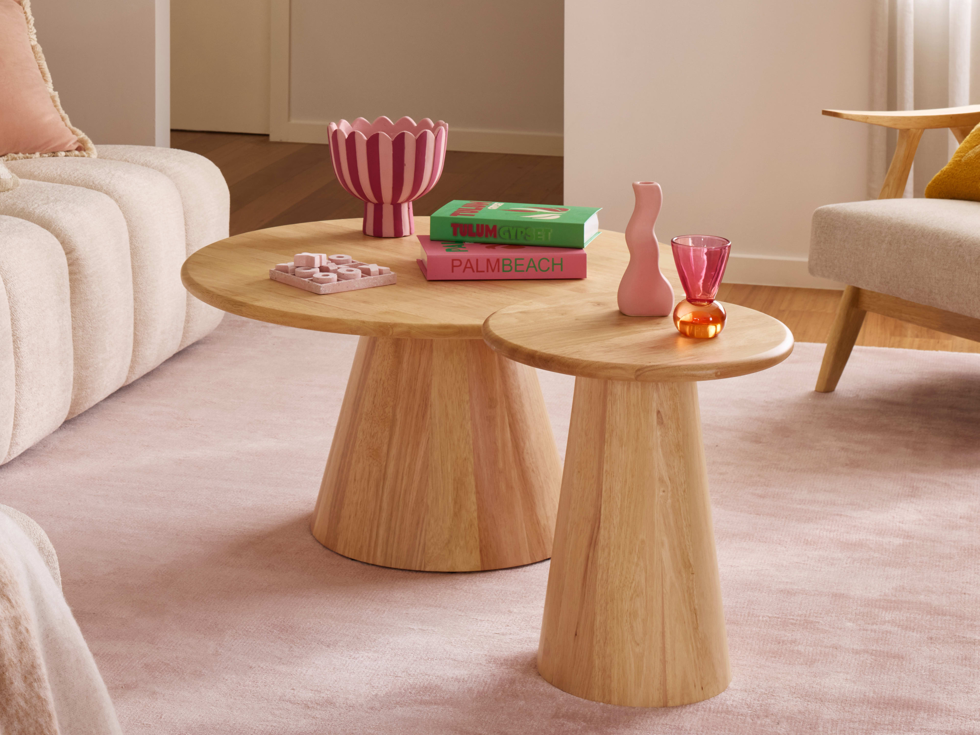 Manor 2PCE Hardwood Round Coffee & Side Table | Natural