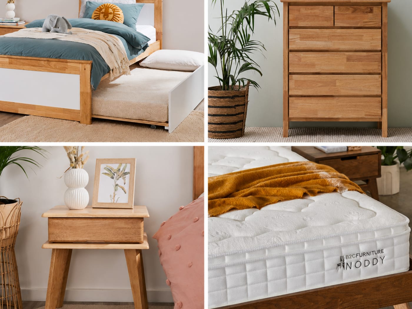 Coco 6PCE Kids Single Bedroom Suite | White & Natural