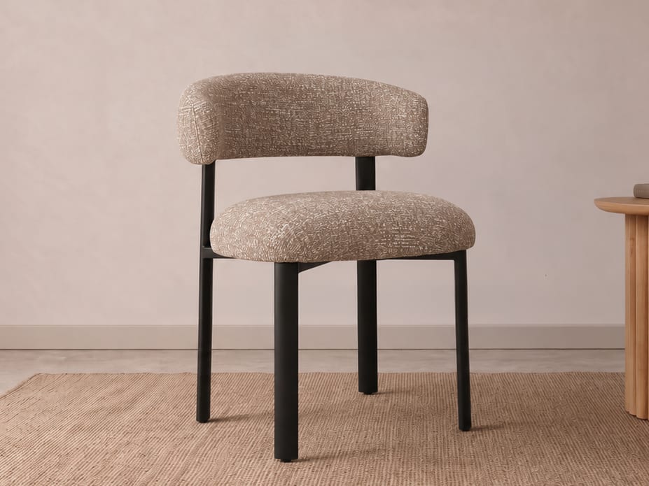 Courbe Dining Chair | Black Frame | Brown Fabric