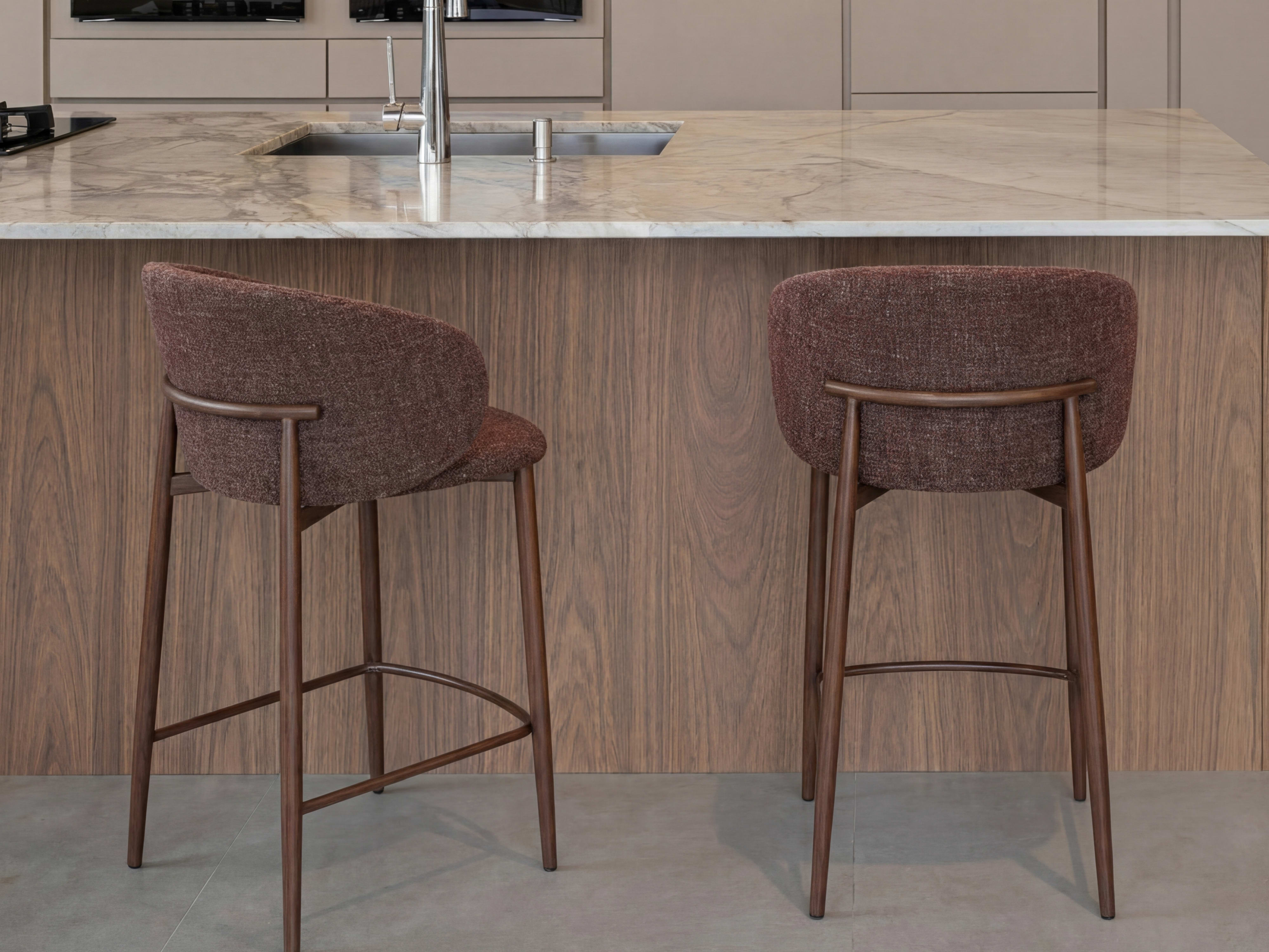Vogue Counter Stool | Walnut Frame | Burgundy Fabric