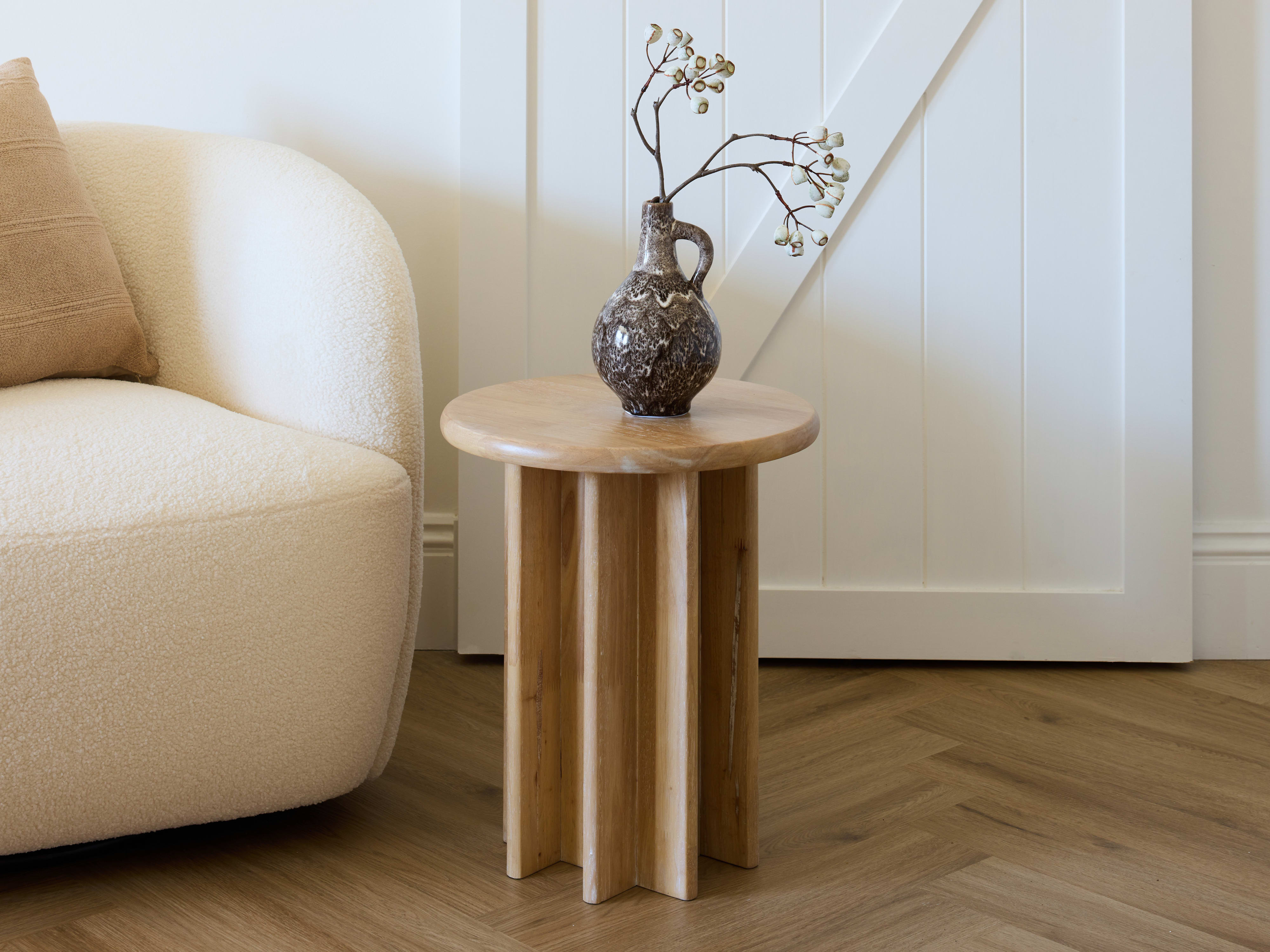 Sensu Hardwood Side Table | Natural White Wash