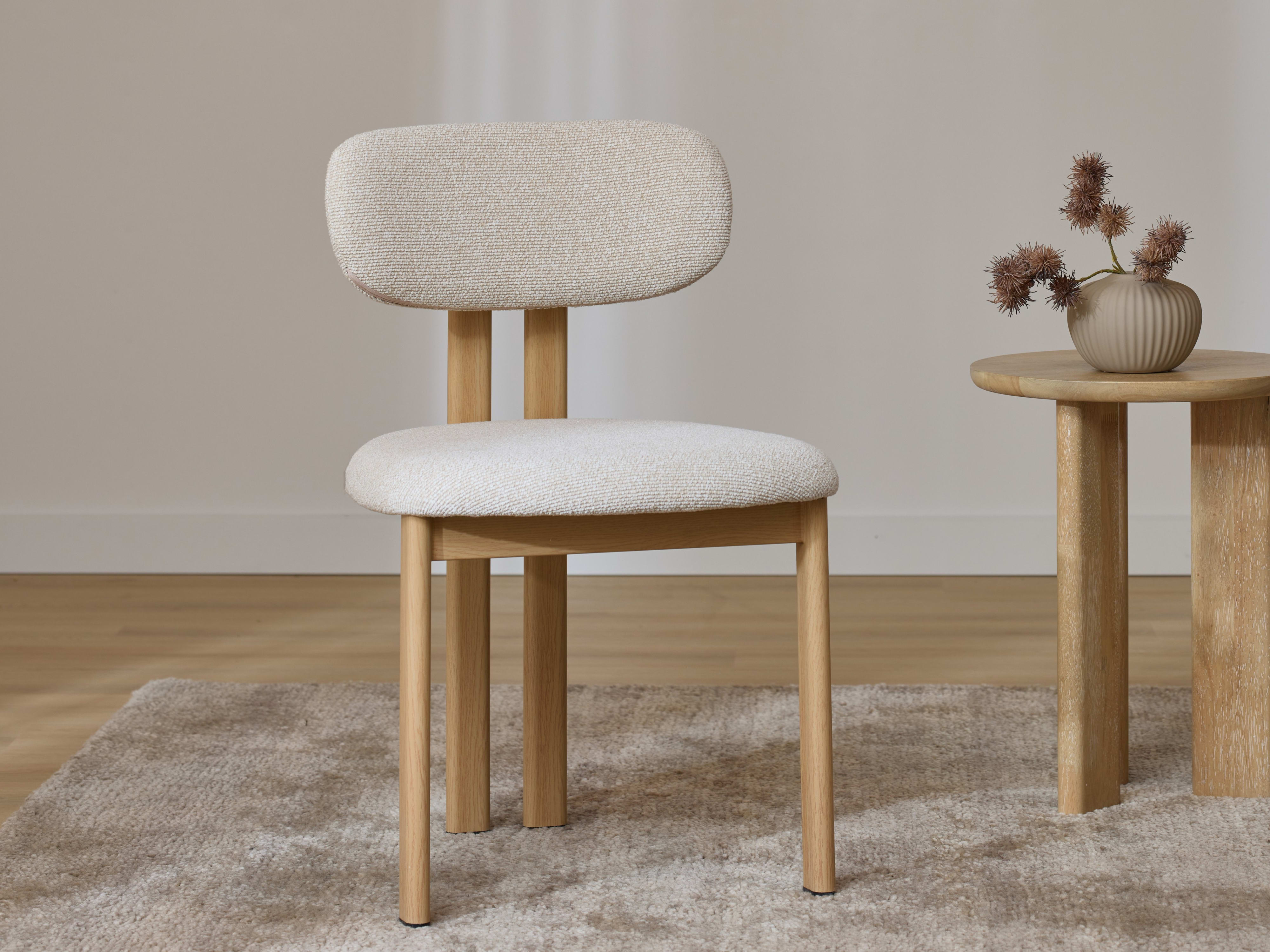 Florida Dining Chair | Natural Frame | Beige Fabric
