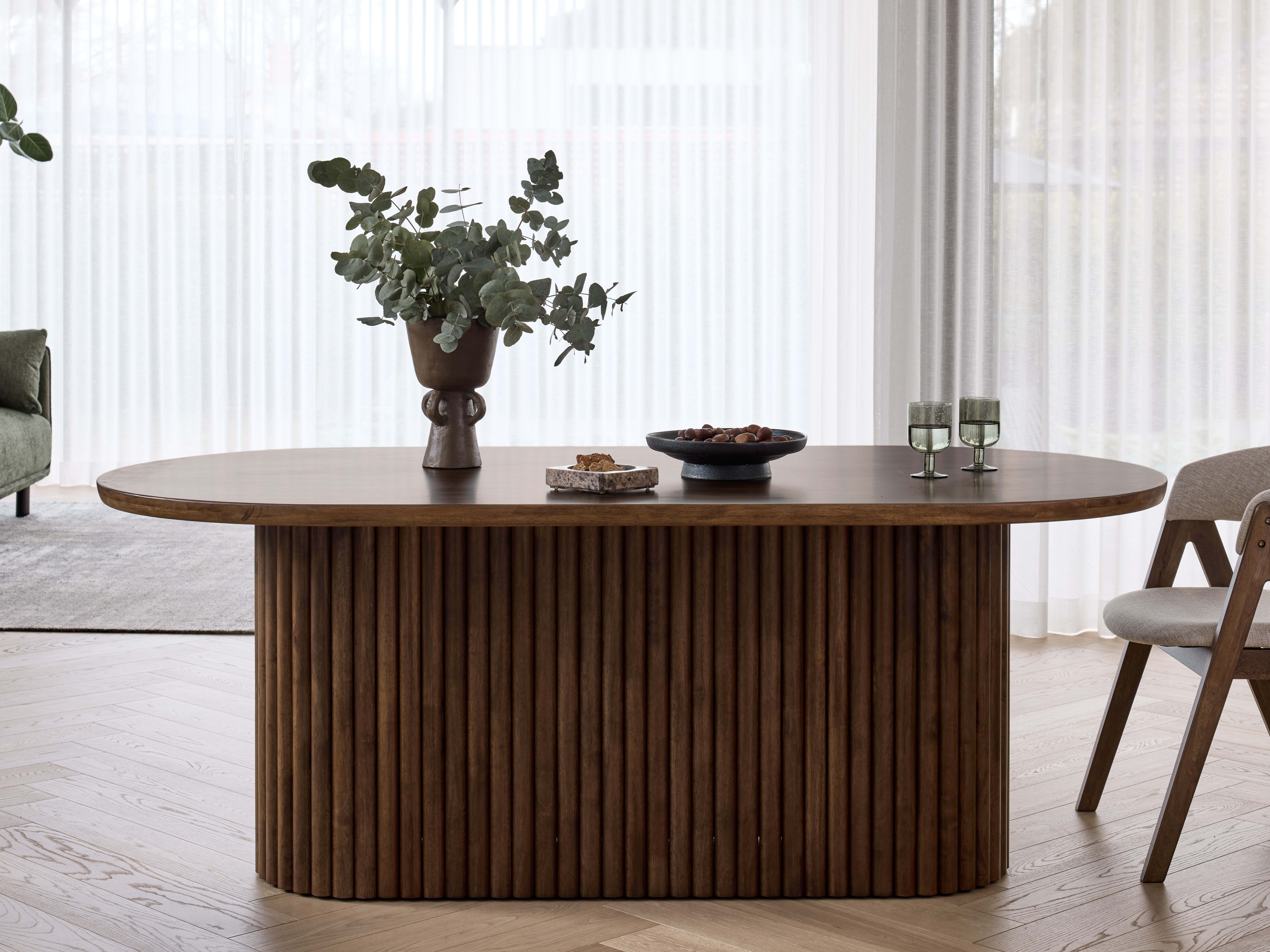 Jasper Oval Dining Table | 6 Seater | Rustic Walnut Hardwood