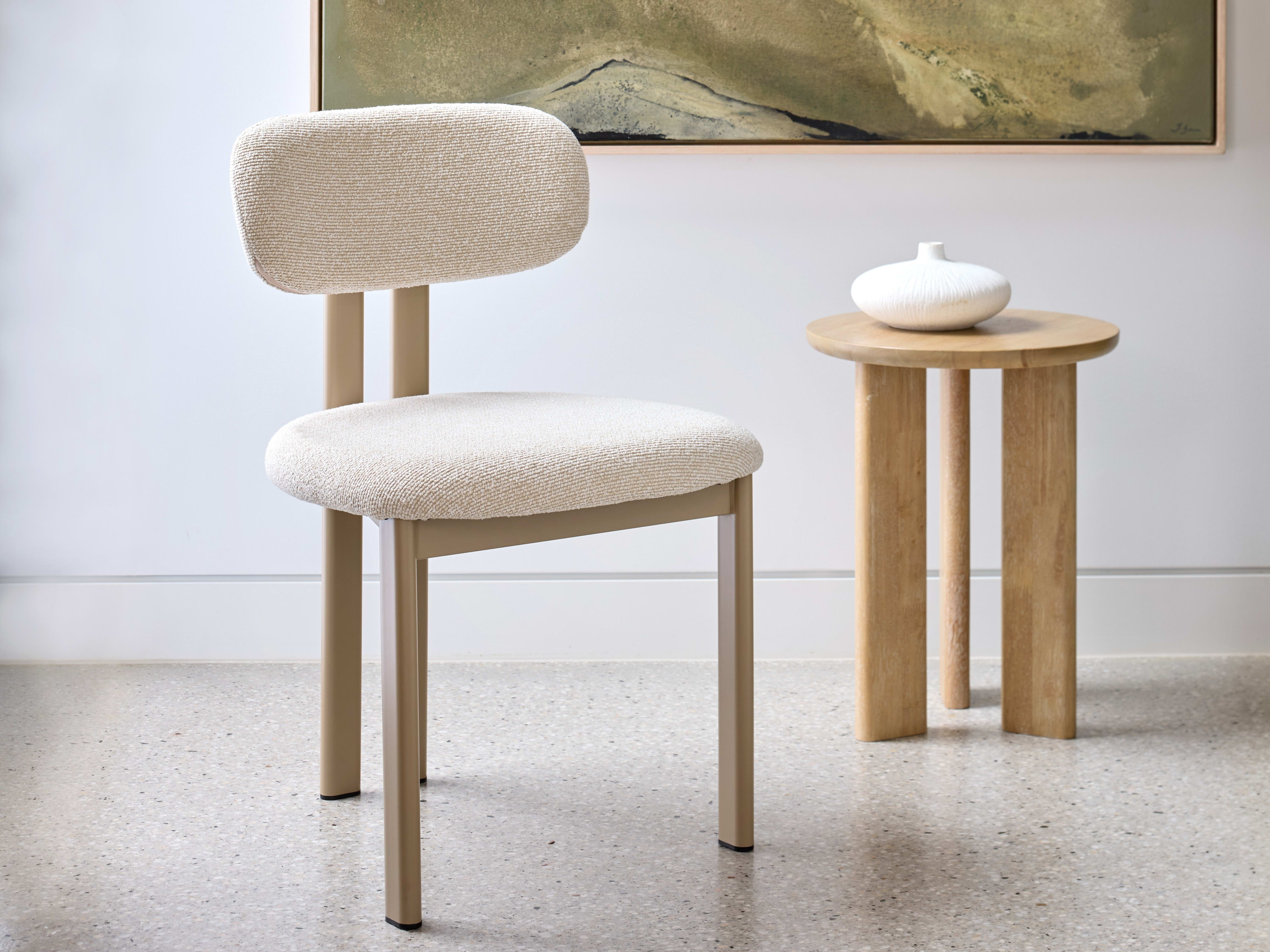 Florida Dining Chair | Taupe Frame | Beige Fabric