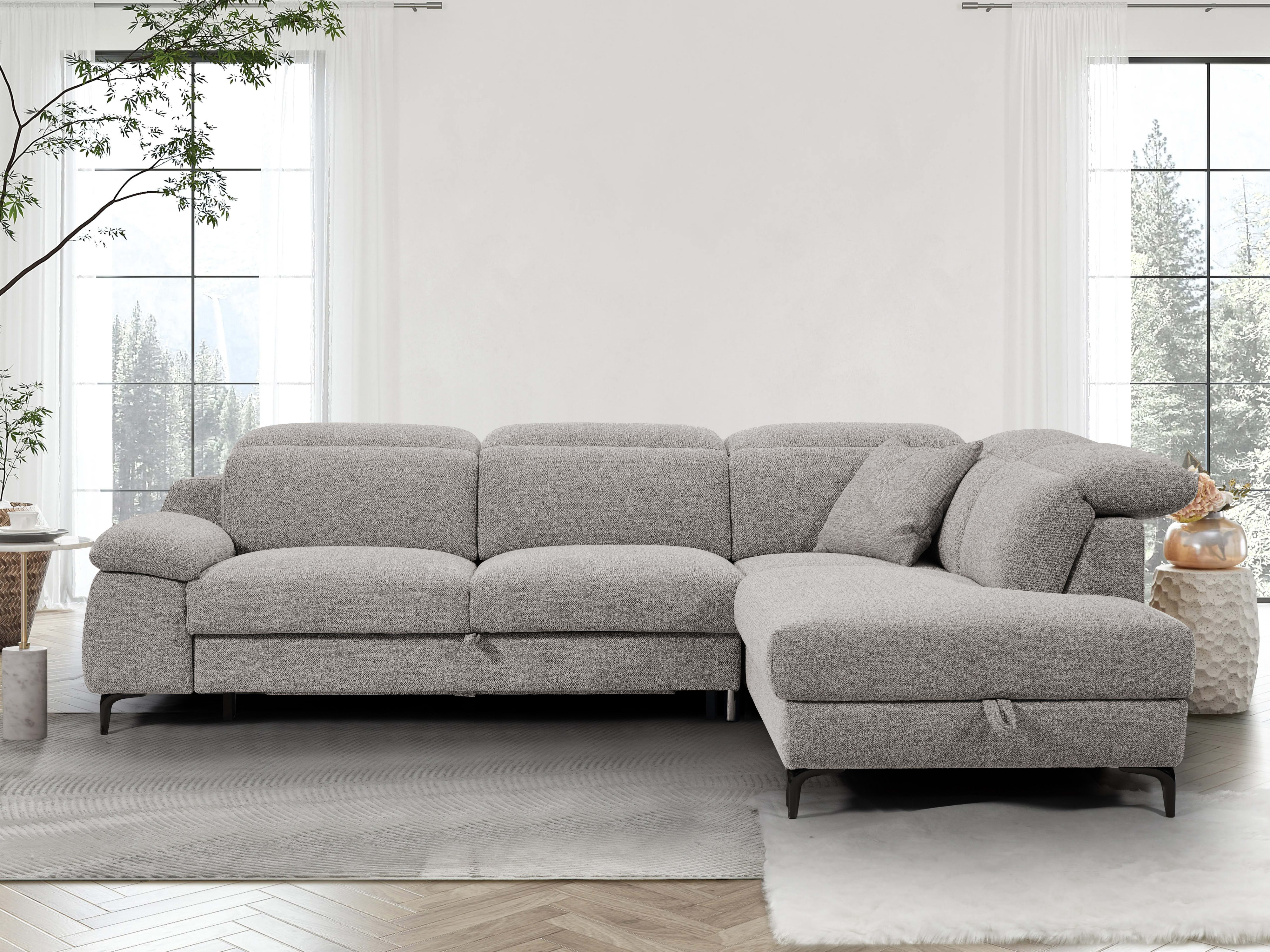 Sydney Boucle Beige Sofa Bed with Storage | Right Chaise