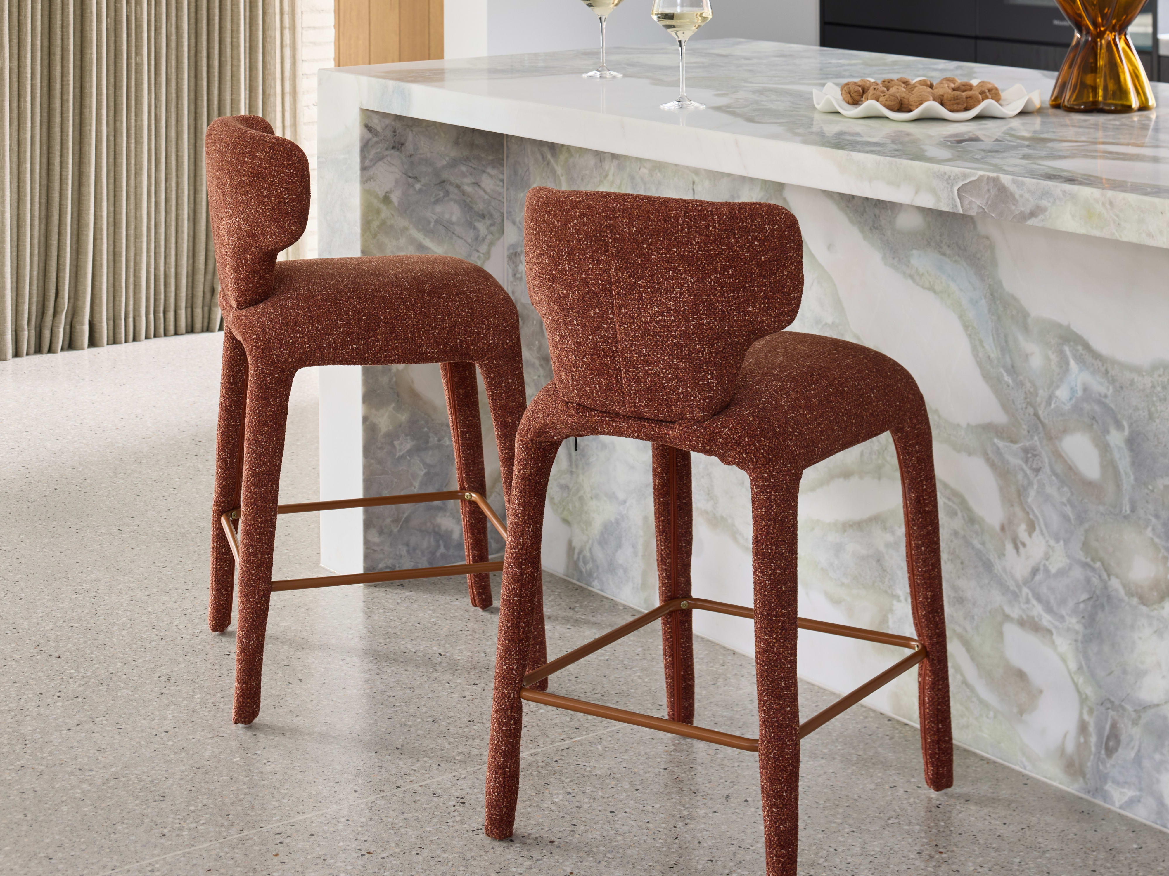 Paris Counter Stool | Rust Orange Fabric