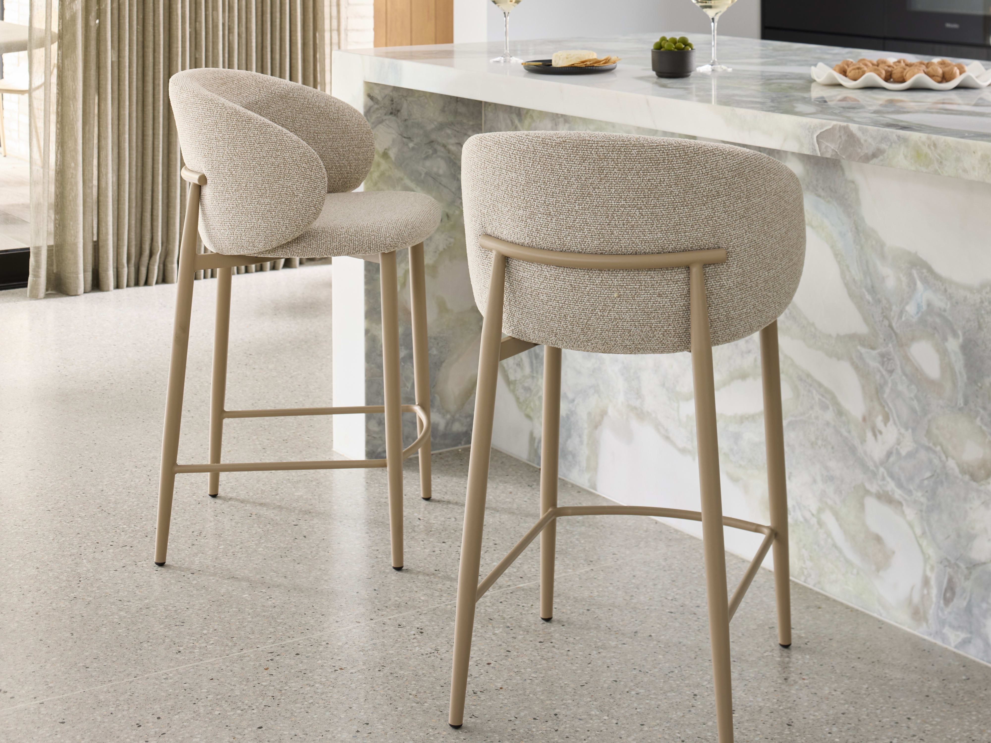 Vogue Counter Stool | Taupe Frame | Latte Beige Fabric