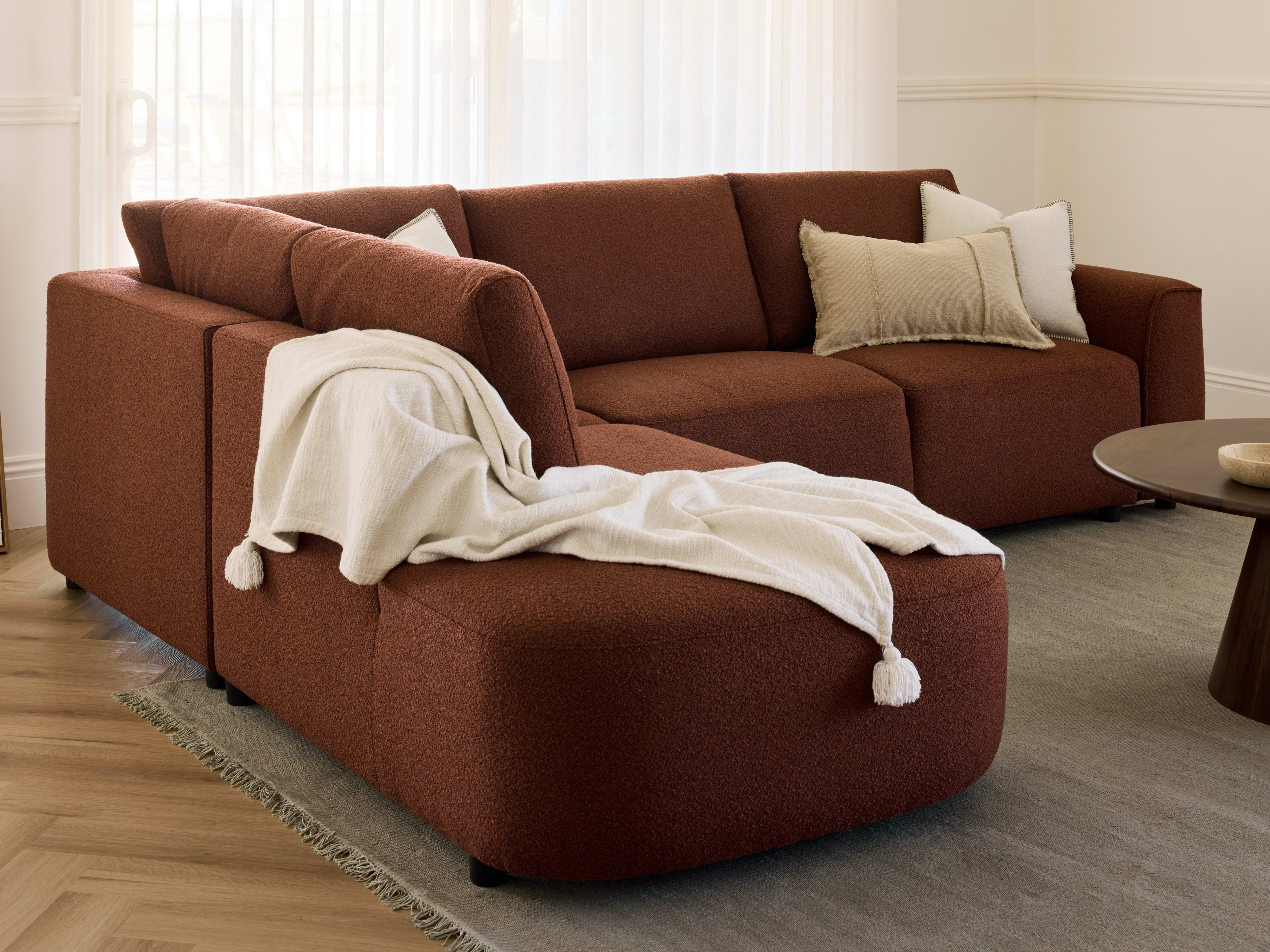 Melbourne Corner Chaise Lounge | Rust Orange Fabric | Left Chaise