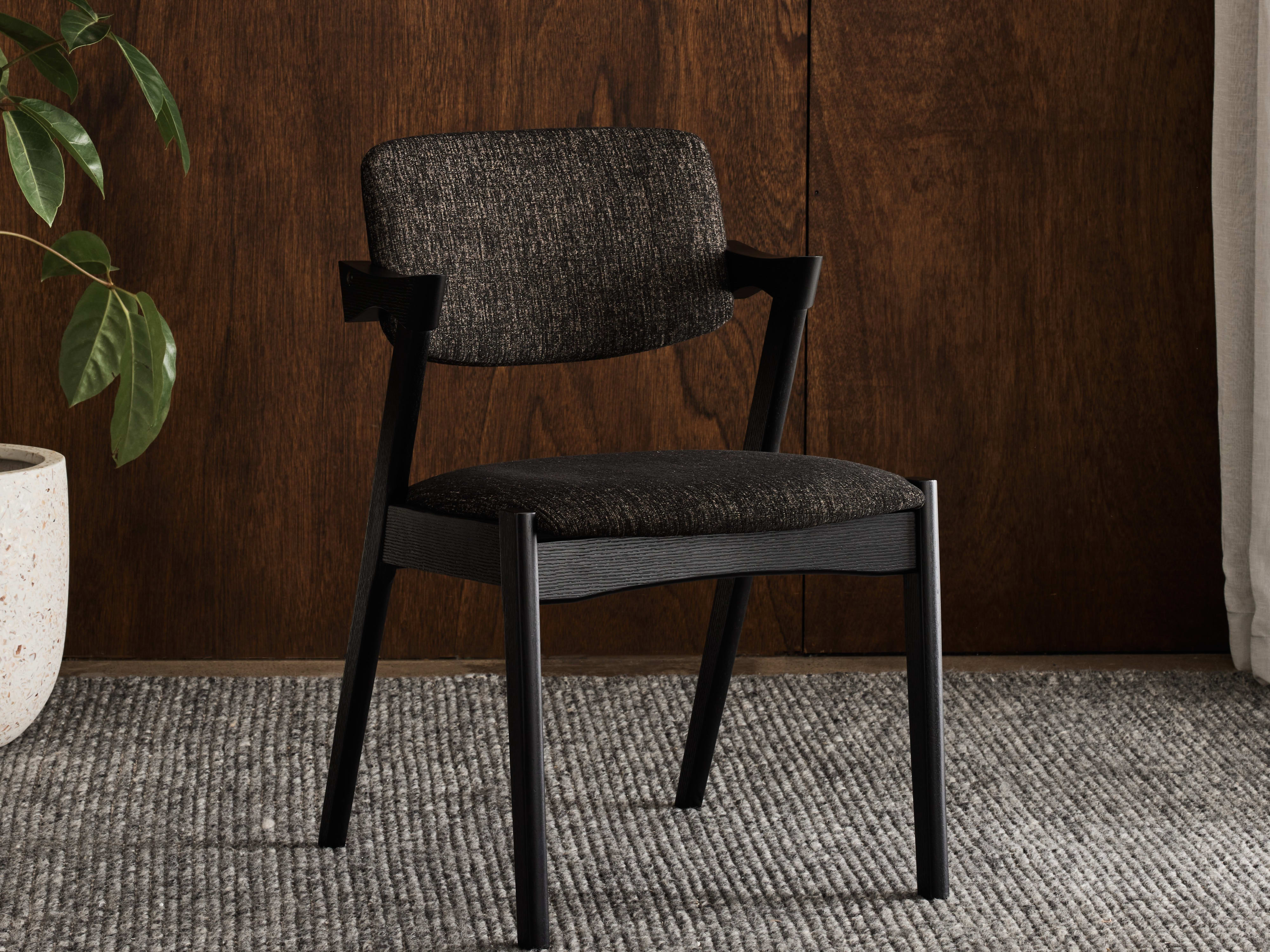 Bella Hardwood Dining Chair | Black | Black Fabric