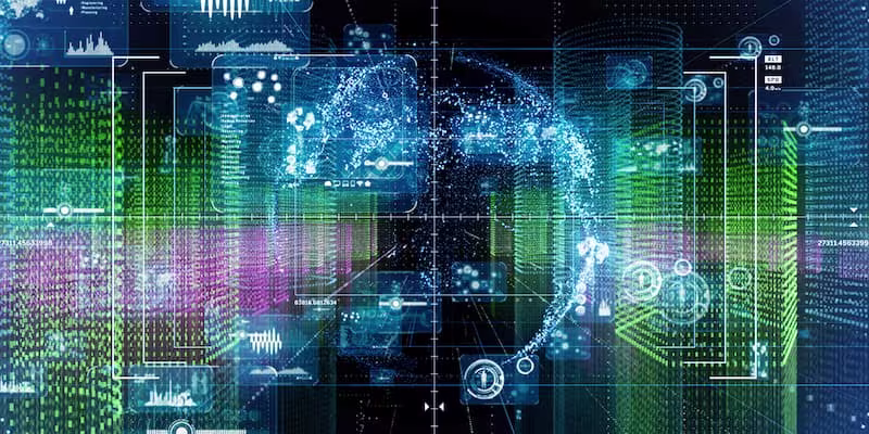 Green and blue AI technology image