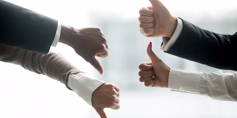 Thumbs up and down imagery