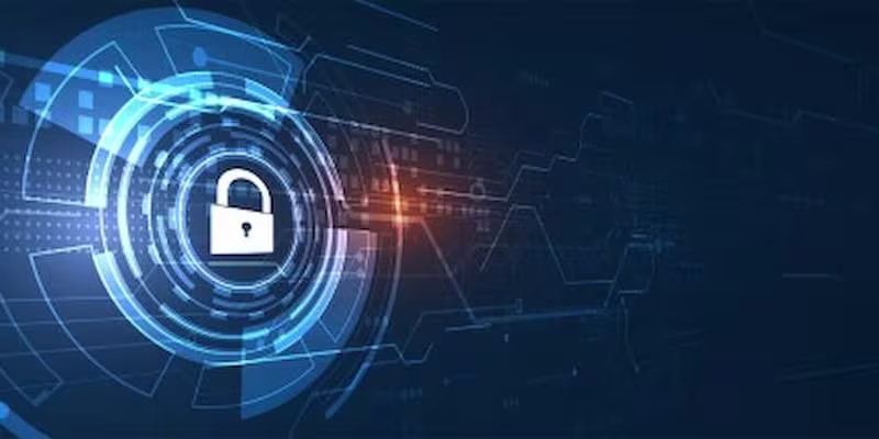 Lock and digital symbols AI image