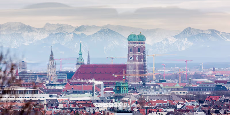 Munich with snow capped alps