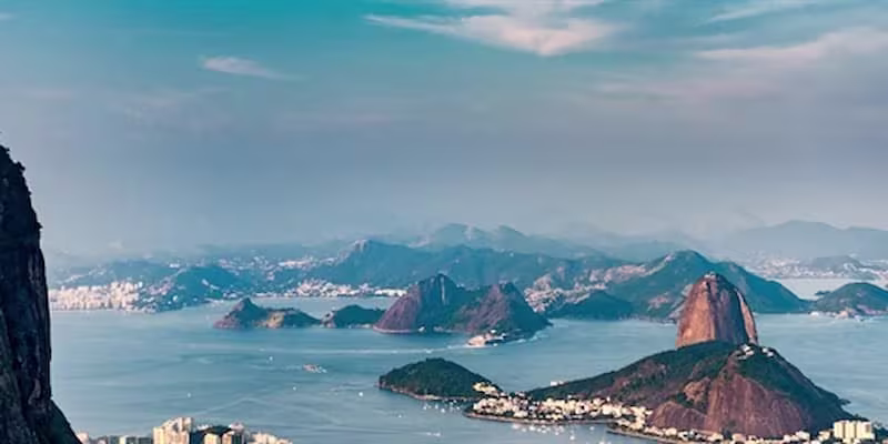 Scenic view of mountains and water