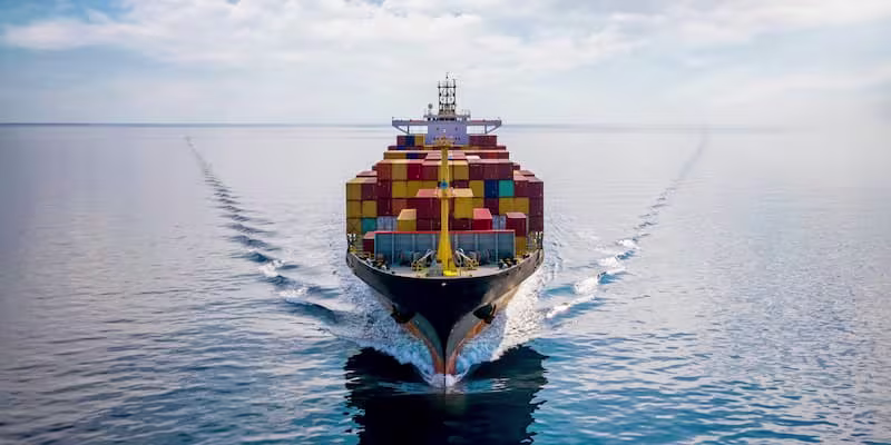 Front View loaded container vessle