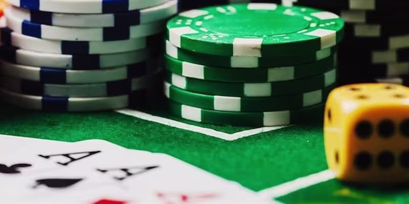 Poker chips and cards on a table