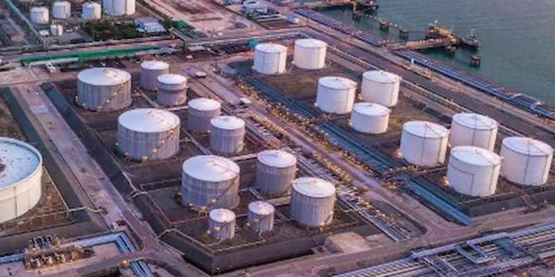 Oil and gas tankers aerial view