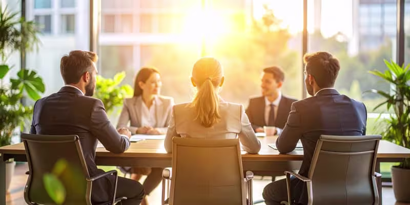 Business meeting at sunrise
