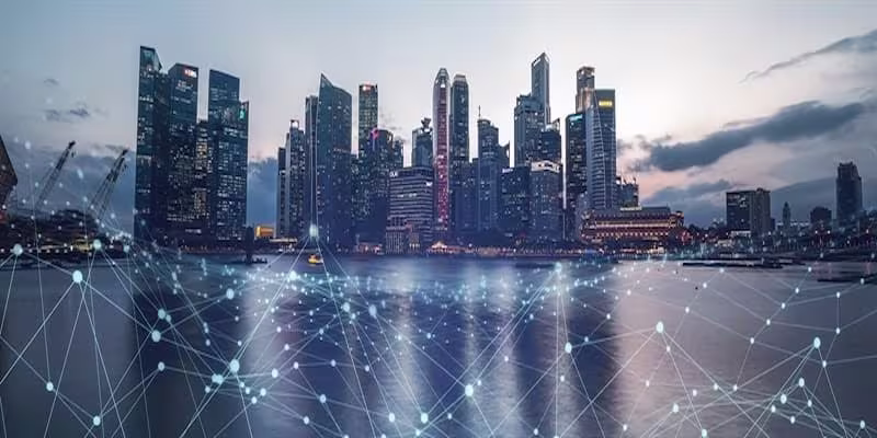 Singapore with abstract particles