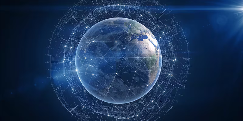 International connection concept featuring a globe