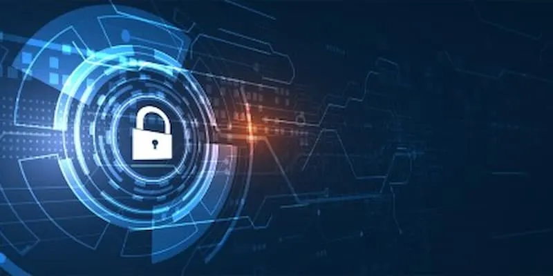 Lock and digital symbols AI image