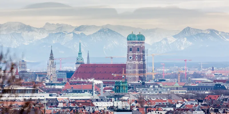 Munich with snow capped alps