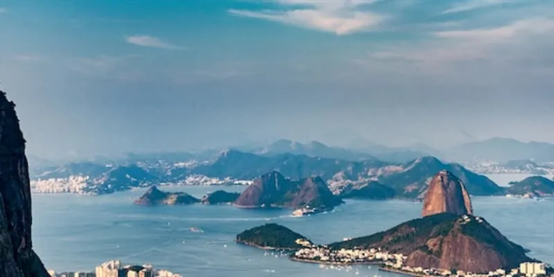 Scenic view of mountains and water