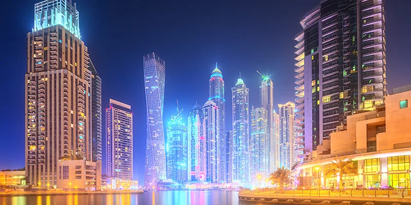 Dubai skyline at night