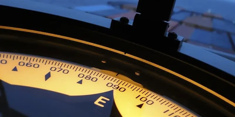 Compass at the head of a shipping container