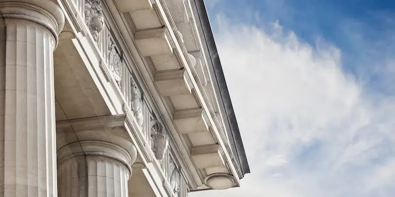 Government building against blue sky