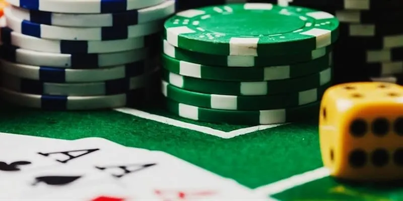 Poker chips and cards on a table