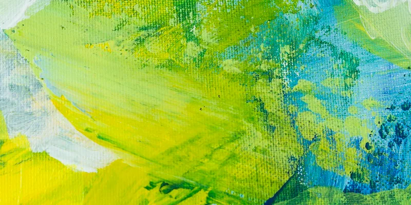 Green and blue abstract paint on cancas image