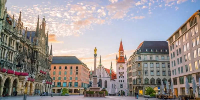 Munich street at dusk