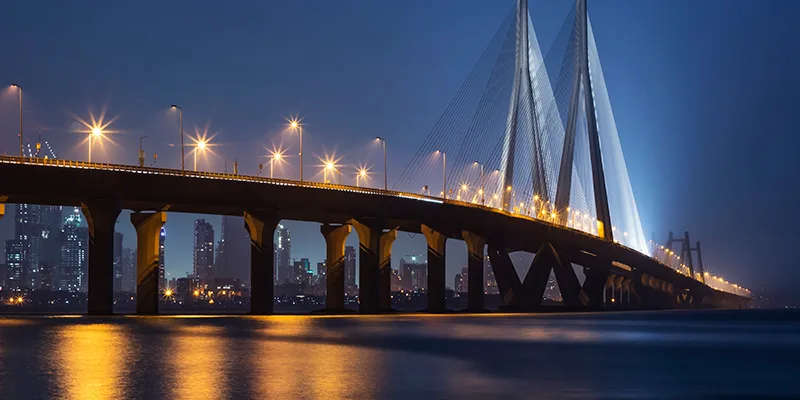 Mumbai's iconic Bandra Worli Sea Link as seen from Bandra Fort