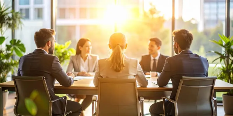 Business meeting at sunrise