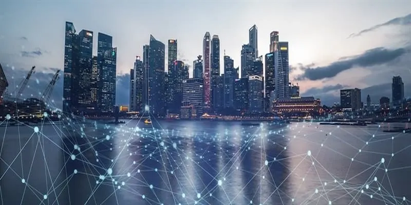 Singapore with abstract particles