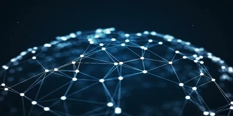 Web of data points across a globe