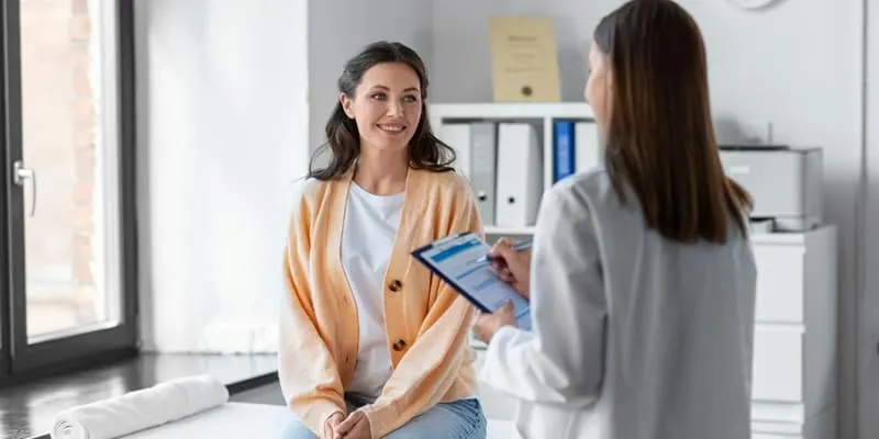 Female doctor and patient